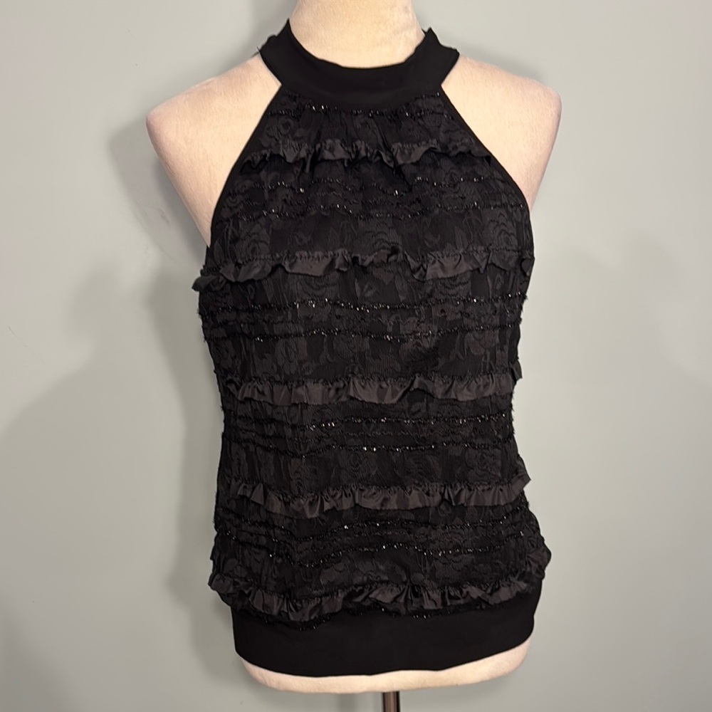 Vintage R&M Richards petite halter style black top Size M